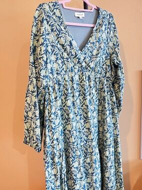 Gilli Blue Floral Maxi Dress | Cottagecore Boho Flowy Dress XL